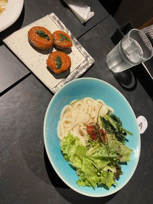 Noodles, mushrooms  at Vegetable Dishes OKI @ IMU Hotel in Kyoto