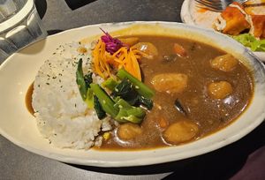 Curry with vegetables and rice at Vegetable Dishes OKI @ IMU Hotel in Kyoto