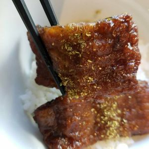 Vegan Eel Bowl. 🐟 So good!😁 at Vegetable Dishes OKI @ IMU Hotel in Kyoto