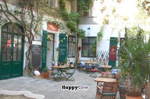 A few tables in the inner yard. Pretty calm place. You wouldn´t even think that you are in the heart of vienna. at Makro 1 in Vienna