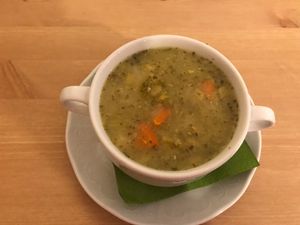 Homemade fresh healthy soup at Makro 1 in Vienna