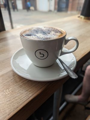 Coconut milk cappuccino at Baffled Coffee in Portsmouth