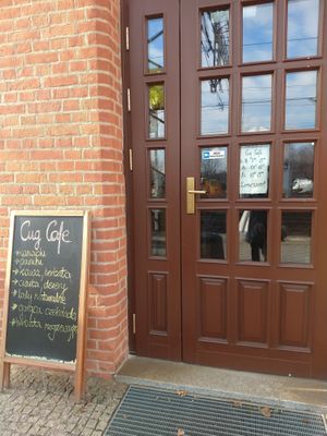 Outside of the cafe at Cug Cafe in Pszczyna