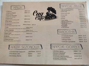Menu at Cug Cafe in Pszczyna
