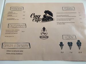 Menu at Cug Cafe in Pszczyna