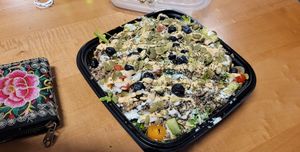 Nachos w alkaline blueberries at The Cul De Sac Kitchen in Indianapolis