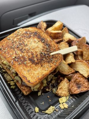 Jalapeno Burger Meal with Fried Red Potaotes (I added mayo)  at The Cul De Sac Kitchen in Indianapolis