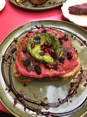 pink toast made vegan (brunch )  at Healthy Lounge in Antibes