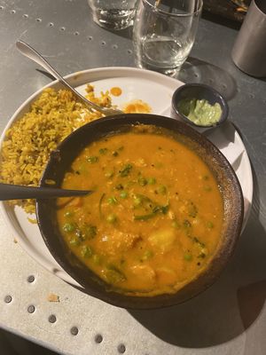 Apparently it’s om thali… tasted like a can of soup.  at Namaste@OMNOM in North London