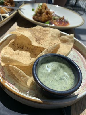 Popadoms and raita   at Namaste@OMNOM in North London