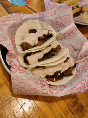 Alt Pastor Tacos with Vegan Chipotle Sour Cream at Boojum in Limerick