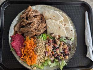 Vegan chicken breast fajitas at Carotenos in Ponce