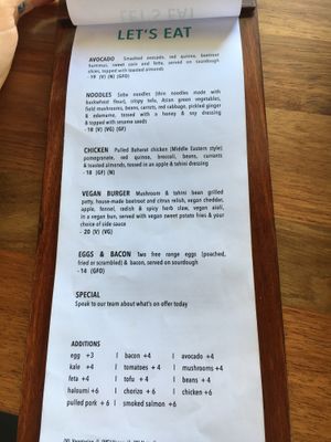 Menu2 at Cotto in Prospect