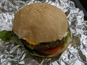 Yummy falafel burger at Sol y Rocio in Cuenca