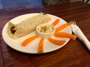 Falafel with hummus in the side.  at Sol y Rocio in Cuenca