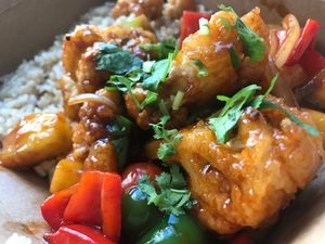 Sweet and sour cauliflower  at Alice & Friends' Vegan Kitchen in Chicago