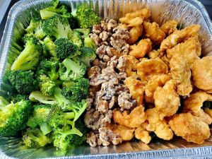 Walnut Shrimp Catering Tray at Alice & Friends' Vegan Kitchen in Chicago