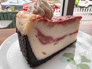 White Chocolate Raspberry Cheesecake at Alice & Friends' Vegan Kitchen in Chicago