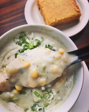 Corn Chowder  at Alice & Friends' Vegan Kitchen in Chicago