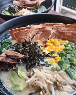 Vegan Tonkotsu ramen special at Alice & Friends' Vegan Kitchen in Chicago