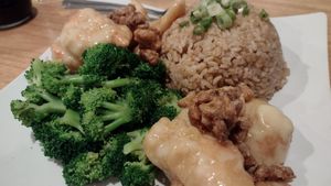 Walnut shrimp at Alice & Friends' Vegan Kitchen in Chicago