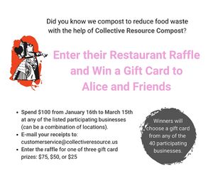 Collective Compost raffle at Alice & Friends' Vegan Kitchen in Chicago
