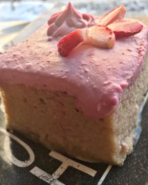 Pink Tres Leches Cake at Alice & Friends' Vegan Kitchen in Chicago