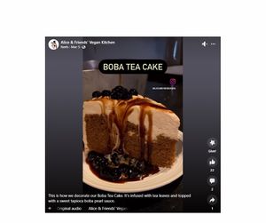 Limited-time special: Boba Tea Cake as seen on Instagram @aliceandfriendsvegan at Alice & Friends' Vegan Kitchen in Chicago