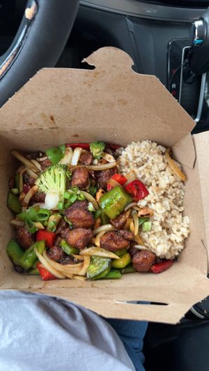 Kung Pao Ding with mushrooms as protein. So much flavor and so much awesome!   at Alice & Friends' Vegan Kitchen in Chicago