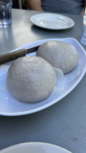 Special Bao that had purple sweet potato filling—tasted like a delicious steamed donut! Soooooo yummy!   at Alice & Friends' Vegan Kitchen in Chicago