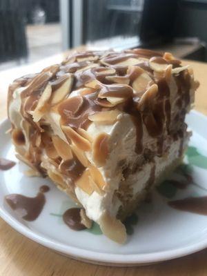 Salted Buttercream Caramel Cake (Contains almonds) at Alice & Friends' Vegan Kitchen in Chicago