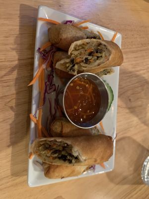 Crispy spring rolls  at Alice & Friends' Vegan Kitchen in Chicago
