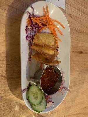 Crab Rangoon (you get 6, we got too eager)  at Alice & Friends' Vegan Kitchen in Chicago