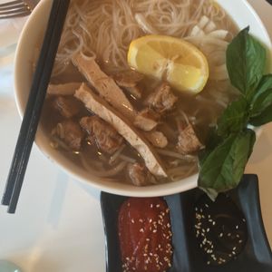 pho- super flavourful and genuine tasting. mock meat was also very good at Alice & Friends' Vegan Kitchen in Chicago