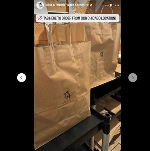 Delivery orders at Alice & Friends' Vegan Kitchen in Chicago