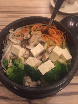 Korean rice bowl at Alice & Friends' Vegan Kitchen in Chicago