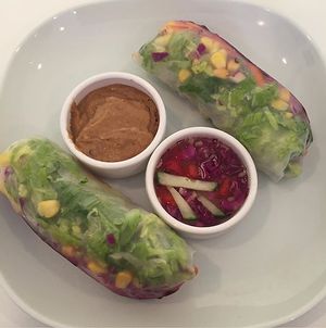 Rainbow summer rolls... yum! at Alice & Friends' Vegan Kitchen in Chicago