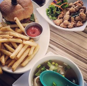 Noble Burger with Fries at Alice & Friends' Vegan Kitchen in Chicago