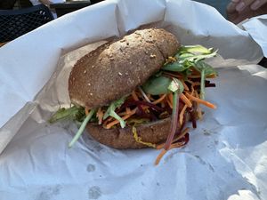 Sesame burger   at Yallingup General Store and Cafe in Yallingup