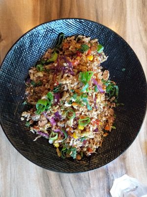Vegan nasi goreng with cauliflower rice at Health Freak Cafe in Joondalup