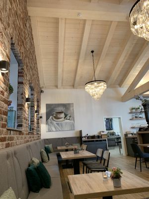 Inside is nicely decorated and renovated  at Hofcafé Riesen in Kerpen