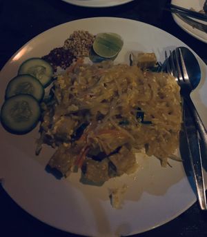 Vegetarian (no fish sauce) pad thai at Roundhouse in Koh Lanta