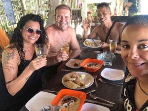 Enjoying delish breakfast with friends!  at Roundhouse in Koh Lanta