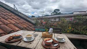 Cloudy on the second visit, but still lovely!! at Cafe Bohème   in Antigua