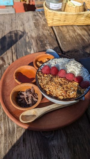 Yummy cacao bowl! at Cafe Bohème   in Antigua