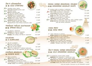 Menu at Mian in Vilnius
