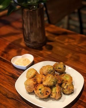 Tempura Brussels sprouts with homemade spicy may-o at V.L.C Vegan Eatery in Orlando