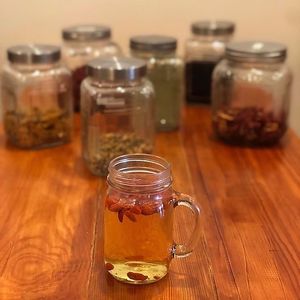 We have tea! V.L.C. Healing tea with goji berries and dates at V.L.C Vegan Eatery in Orlando
