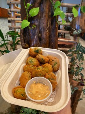 Tempura Brussels Sprouts with Spicy May-o at V.L.C Vegan Eatery in Orlando