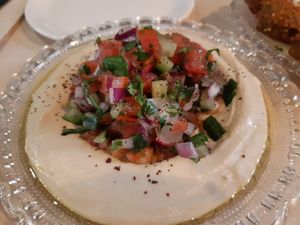 Hummus + Salad at Barganzo in Madrid
